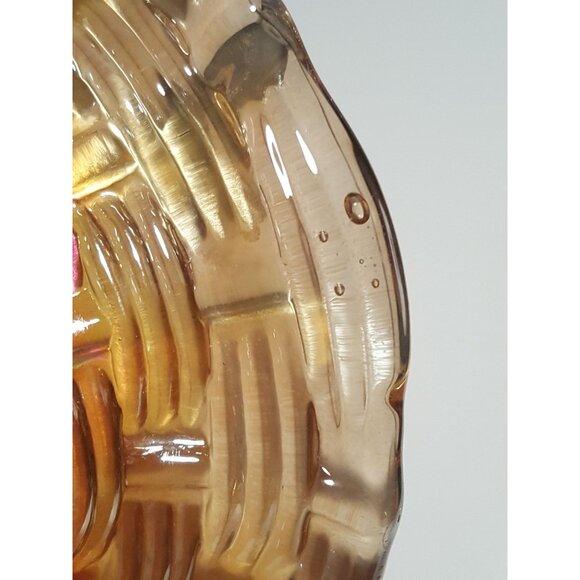 Carnival Glass Basket Candy Dish Basketweave Applied Clear Handle 6" - Picture 10 of 10